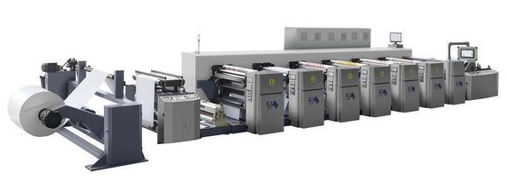 60-350GSM kağıt ruloları için özel talep Yüksek Hızlı 6 Renkli Flexo Baskı Makinesi